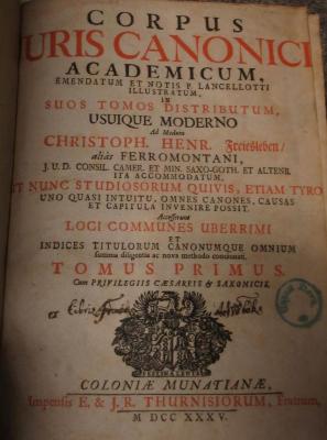 Ek 65 1.2: Corpus uris canonici academicum (1735)