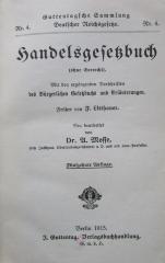 V 1366 ae 2.Ex.: Handelsgesetzbuch (ohne Seerecht). Mit den ergänzenden Vorschriften des Bürgerlichen GEsetzbuchs und Erläuterungen (1915)