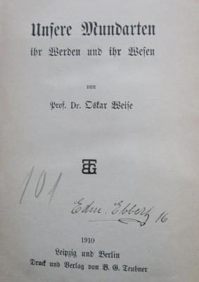 Se 495: Unsere Mundarten : ihr Werden und ihn Wesen (1910)