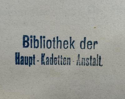 G46 / 3798 (Hauptkadettenanstalt Groß-Lichterfelde. Bücherei), Stempel: Name; 'Bibliothek der Haupt-Kadetten-Anstalt'.  (Prototyp)