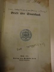 I 24431 : Briefe über Staatskunst (1853)