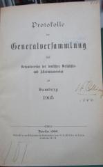Aa 1253: Protokolle der Generalversammlung des Gesamtvereins der deutschen Geschichts- und Altertumsvereine zu Bamberg 1905 (1906)