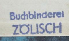 J / 524 (Buchbinderei Zölisch), Stempel: Buchbinder, Berufsangabe/Titel/Branche, Name; 'Buchbinderei Zölisch'.  (Prototyp)