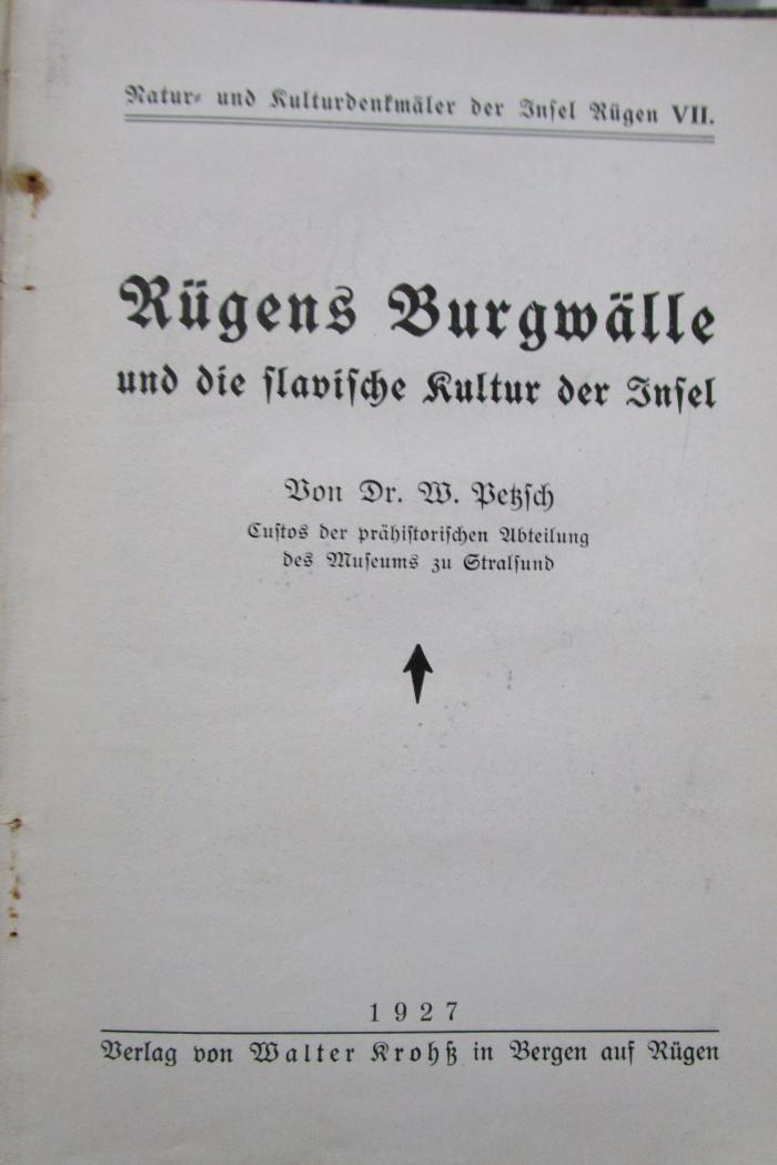 Pe 1426: Rügens Burgwälle und die slavische Kultur der Insel (1927)