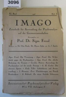  Imago : Zeitschrift für Anwendung der Psychoanalyse auf die Natur- und Geisteswissenschaften. XI. Band, Heft 3 (1926)