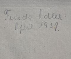 - (Adler, Frieda), Von Hand: Name; 'Frieda Adler April 1929'. 