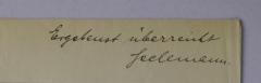 - (Hygienisches Institut der Tierärztlichen Hochschule Berlin;Tierärztliche Hochschule Berlin), Von Hand: Name, Autogramm; 'Ergebenst überreicht Kelemann.'. 