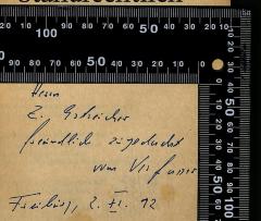 - (Fricke, Weddig;Goldreicher, Z.), Von Hand: Widmung; 'Herrn 
Z. Goldreicher
freundlich zugedacht
vom Verfasser

Freiburg, 7.XI.92'. 