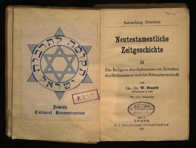 RELJ I 3205 : Neutestamentliche Zeitgeschichte. II. Die Religion des Judentums im Zeitalter des Hellenismus und der Römerherrschaft. (1907)
