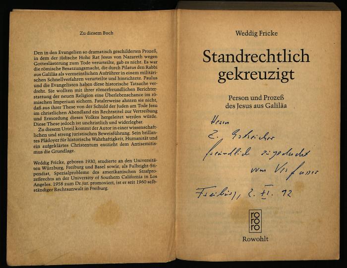 REL II 98/87 : Standrechtlich gekreuzigt. Person und Prozess des Jesus aus Galiläa. (1988)