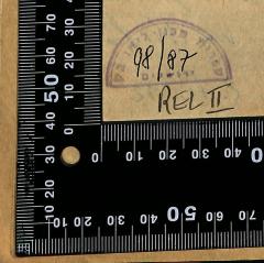 - (Leo Baeck Institute Jerusalem), Stempel: Berufsangabe/Titel/Branche, Name, Ortsangabe, Datum, Exemplarnummer, Signatur; 'ספרית מכון ליאו בק ירושלים
98/87

REL II'. 