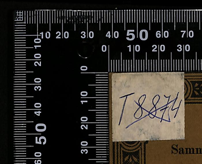 - (The National Library of Israel;Leo Baeck Institute Jerusalem), Durchgestrichen: Exemplarnummer; 'T8874'. 