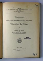 Bsp 31 : Untersuchungen über die klinische und bakteriologische Feststellung der Tuberkulose des Rindes (1905)