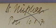 - (Nußhag, Wilhelm), Von Hand: Autogramm, Name; 'Dr. Nußhag. Pon. i0.8.17.'. 