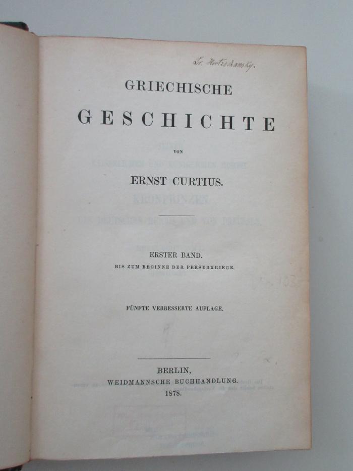 ausgesondert : Griechische Geschichte.Bis zum Beginn der Perserkriege (1878)