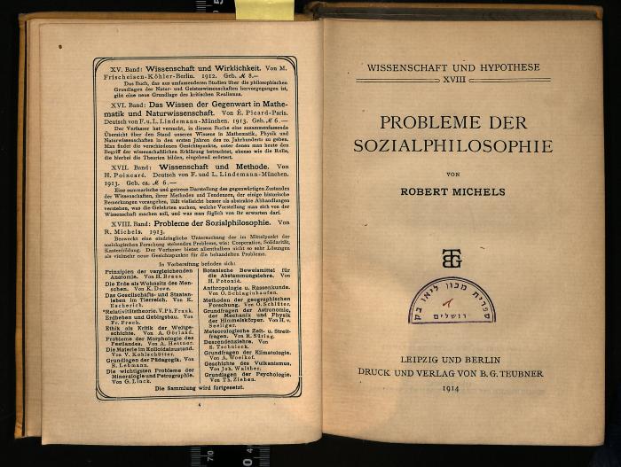 SOZ I 3418 : Probleme der Sozialphilosophie (1914)