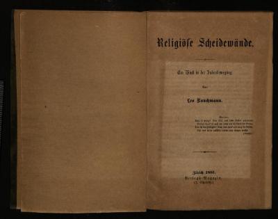 RELJ II 2153 : Religiöse Scheidewände. Ein Wink in der Judenbewegung. (1881)