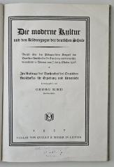 DB 3000 R551 : Die moderne Kultur und das Bildungsgut der deutschen Schule (1927)