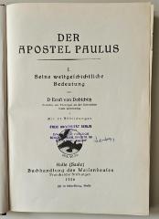 BC 7270 D635-1/2 : Der Apostel Paulus. 1, Seine weltgeschichtliche Bedeutung (1926-28)