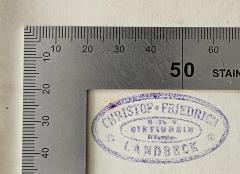 - (Landbeck, Christof Friedrich), Stempel: Name, Ortsangabe; 'Christof Friedrich Landbeck […] Bietigheim […]'.  (Prototyp)
