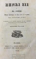 42/1185 : Henri III. et sa cour : drame historique en cinq actes et en prose (1829)