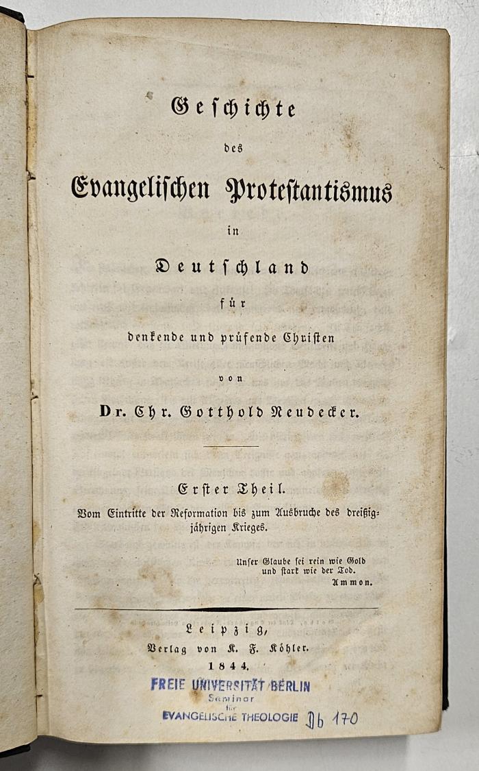 GB M 2068 : Geschichte des Evangelischen Protestantismus in Deutschland (1844)
