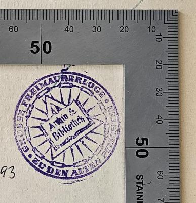 BO 2210 D776 : Die Entstehung des Christentums aus dem Gnostizismus (1924);- (Grosse Freimaurerloge zu den Alten Pflichten), Stempel: Berufsangabe/Titel/Branche; 'Grosse Freimaurerloge zu den Alten Pflichten
Archiv & Bibliothek'.  (Prototyp)