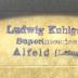 - (Kuhlgatz, Ludwig), Stempel: Berufsangabe/Titel/Branche, Name, Ortsangabe; 'Ludwig Kuhlgatz Superintendent Alfeld (Leine)'. 