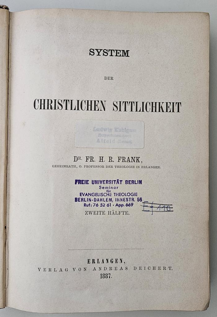 BH 1408 S995 S6-1 und -2 : System der christlichen Sittlichkeit (1884-1887)