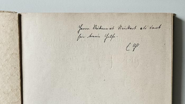 BH 1325 U31 : Die Sozialethik Johann Gerhards (1932);-, Von Hand: Widmung; 'Herrn Studienrat Rückert als Dank für seine Hilfe. E. Uhl.'