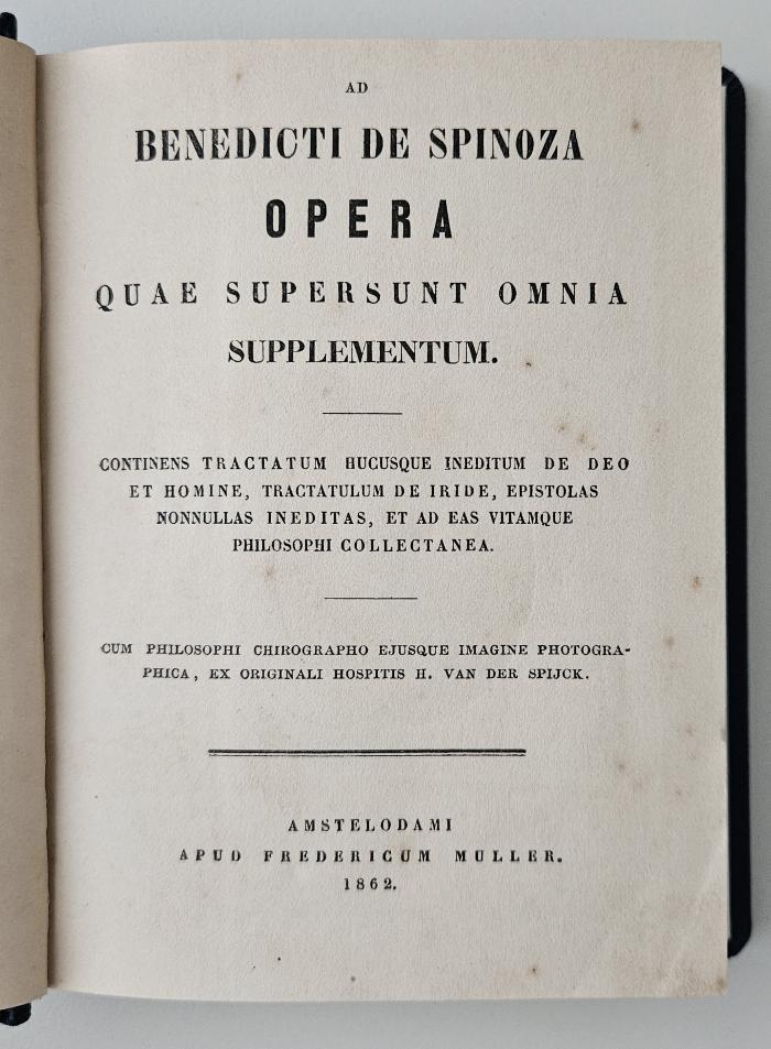 CF 8300.1862-Suppl. : Benedicti de Spinoza opera quae supersunt omnia (1862)