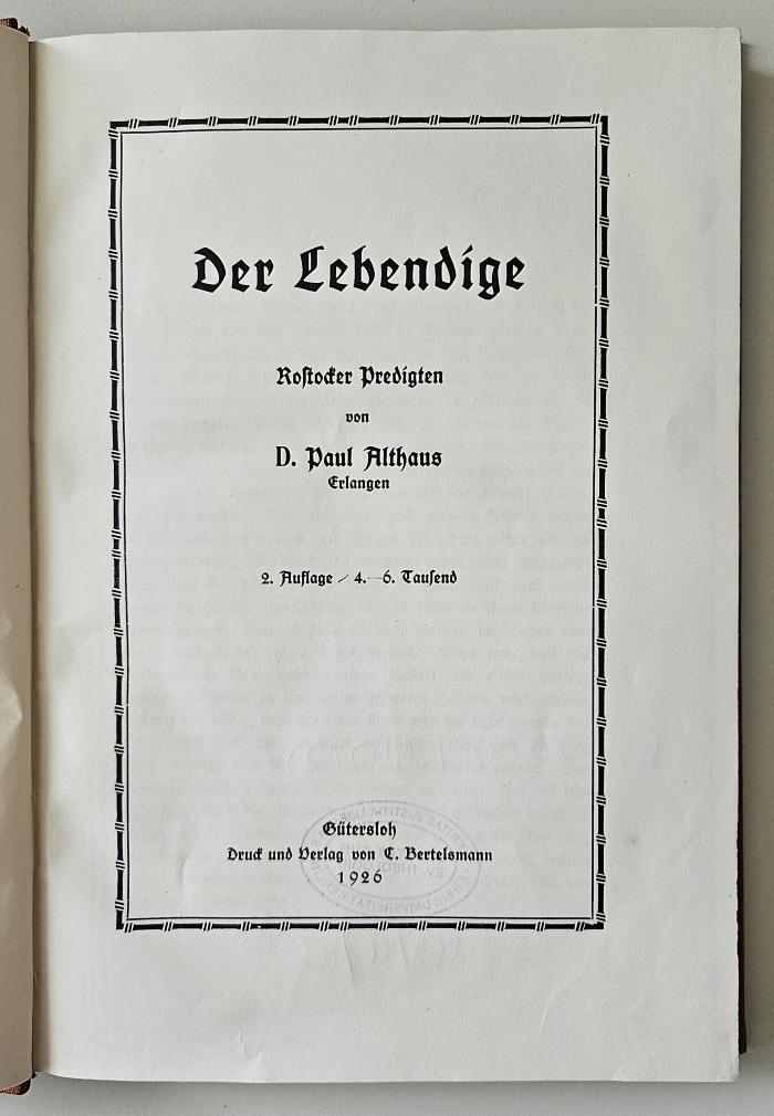 BH 2200 L442(2) : Der Lebendige (1926)