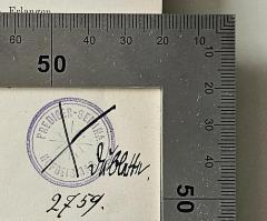 - (Prediger-Seminar Hofgeismar), Stempel: Berufsangabe/Titel/Branche, Ortsangabe; 'Prediger-Seminar Hofgeismar 2759 Dublette'. 