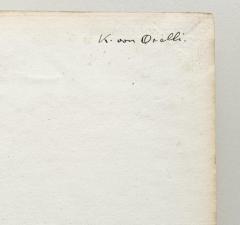 - (von Orelli, Konrad), Von Hand: Autogramm, Name; 'K. von Orelli'. 