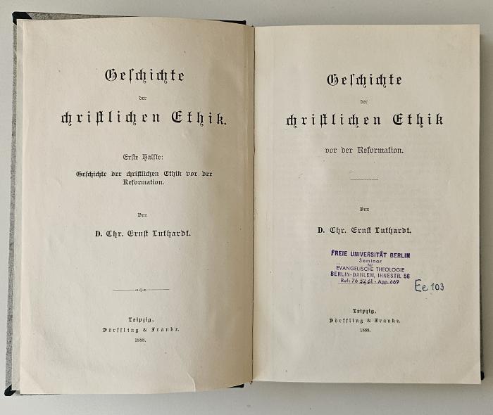 BK 1510 L973-1 : Geschichte der christlichen Ethik (1888)