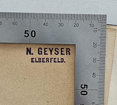 BK 1250 H529 : Christliche Sittenlehre (1882);- (Geyser, Nathanael), Stempel: Name, Ortsangabe; 'N. Geyser Elberfeld.'. 
