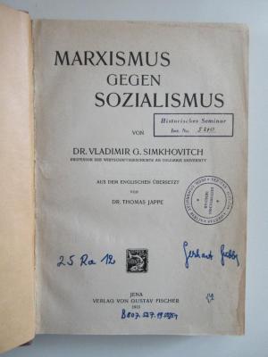 25 Ra 12 : Marxismus gegen Sozialismus (1913)