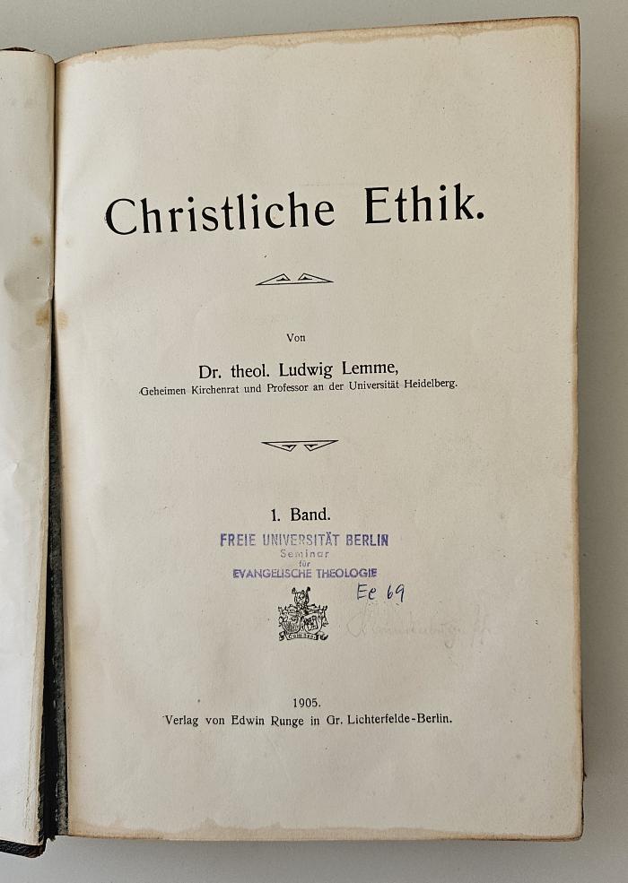 BK 1400 L554-1 : Christliche Ethik (1905)