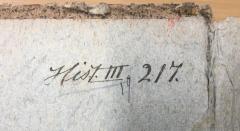 - (Herzogliche Hofbibliothek Meiningen), Von Hand: Signatur; 'Hist. III 217'. 