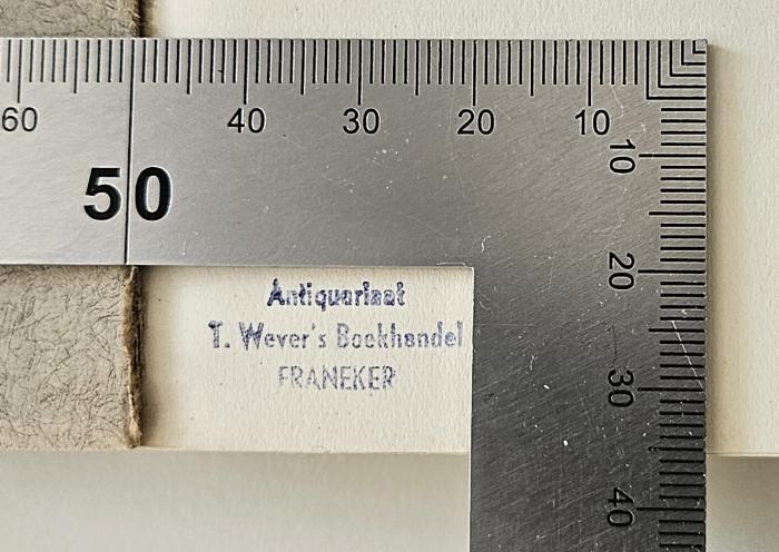 BK 2030 Q4 : Gesetz und Freiheit (1930);- (Antiquariat T. Wever), Stempel: Buchhändler, Name; 'Antiquariaat T. Wever's Boekhandel Franeker
'.  (Prototyp)