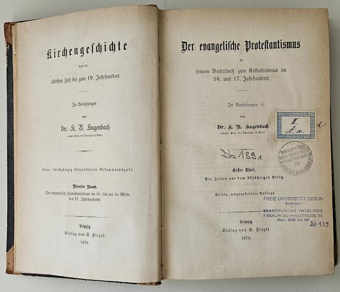 BO 1215 H143-4(3) : Kirchengeschichte von der ältesten Zeit bis zum 19. Jahrhundert (1870)