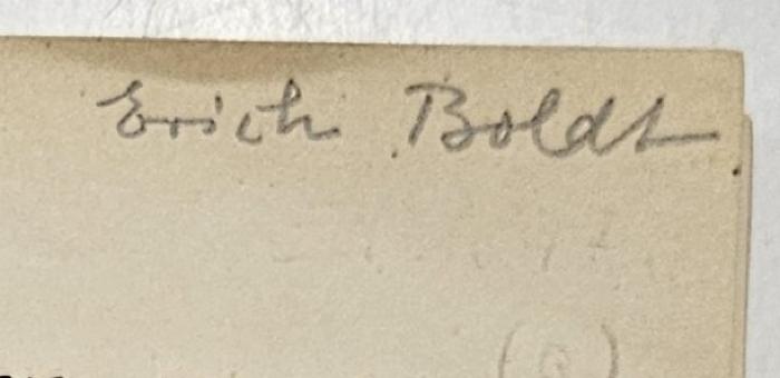 Box M 23467 : Die Kirche und ihr Recht (1935);- (Boldt, Erich), Von Hand: Autogramm, Name; 'Erich Boldt'. 