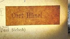 - (Hänel, Curt), Stempel: Name; 'Curt Hänel'. 