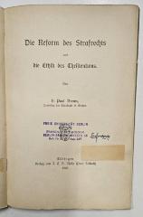 Box M 23512 : Die Reform des Strafrechts und die Ethik des Christentums (1905)