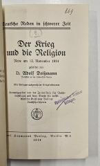 Box M 23439 : Der Krieg und die Religion (1914)