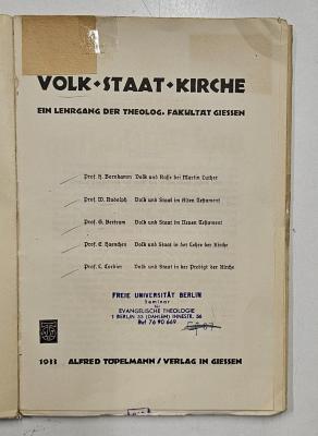 Box M 23483 : Volk, Staat, Kirche (1933)