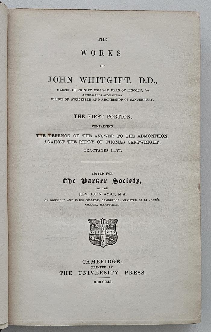 BP 8100 W596.1851-1 bis -3 : The works of John Whitgift (1851)