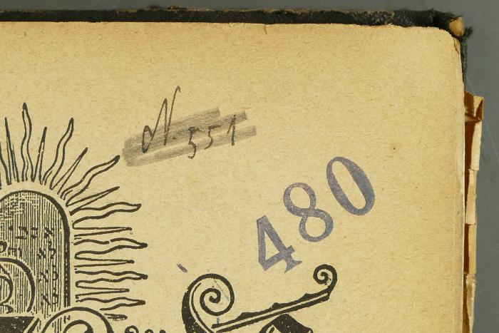 - (Jüdische Schülerbibliothek Pilsen), Stempel: Nummer; '480'. 