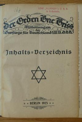 [ohne] : Der Orden Bne Briss (1925)
