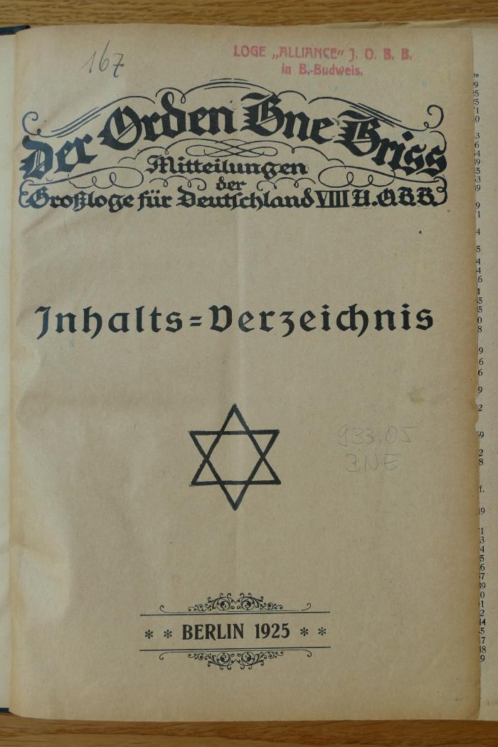 [ohne] : Der Orden Bne Briss (1925)